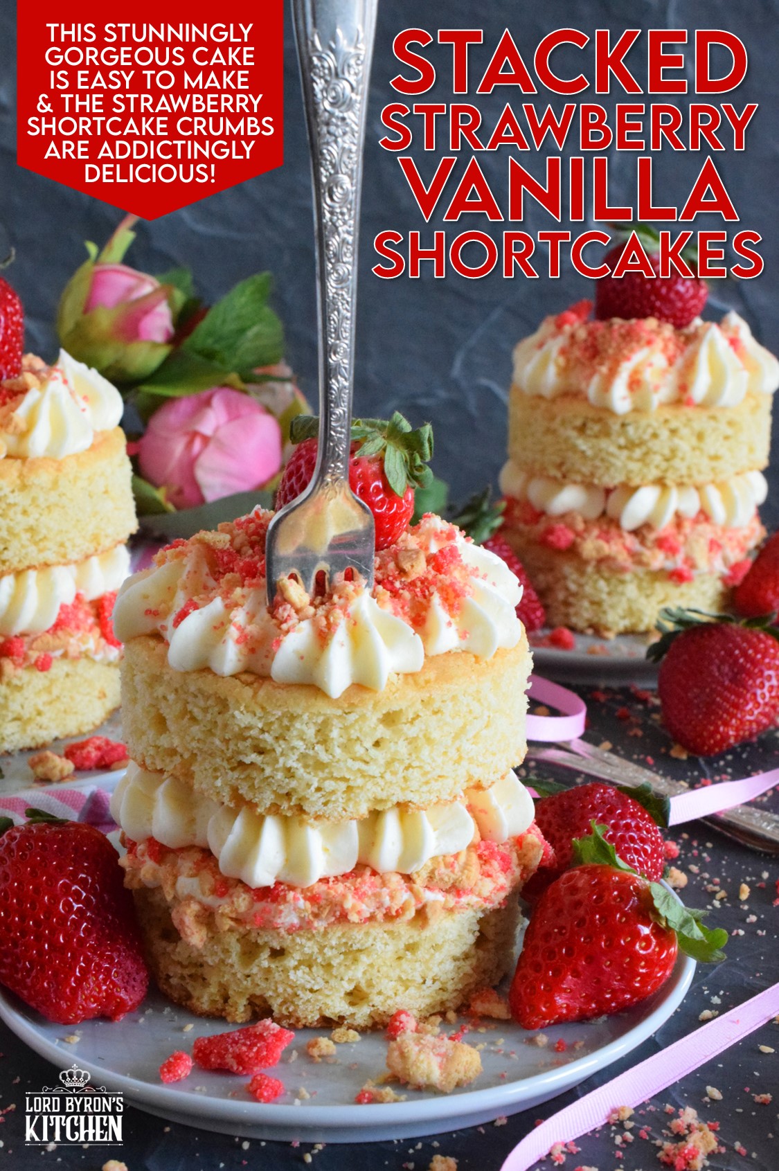 Short Stack Cakes Stacked Vanilla Strawberry Shortcakes - Lord Byron's Kitchen