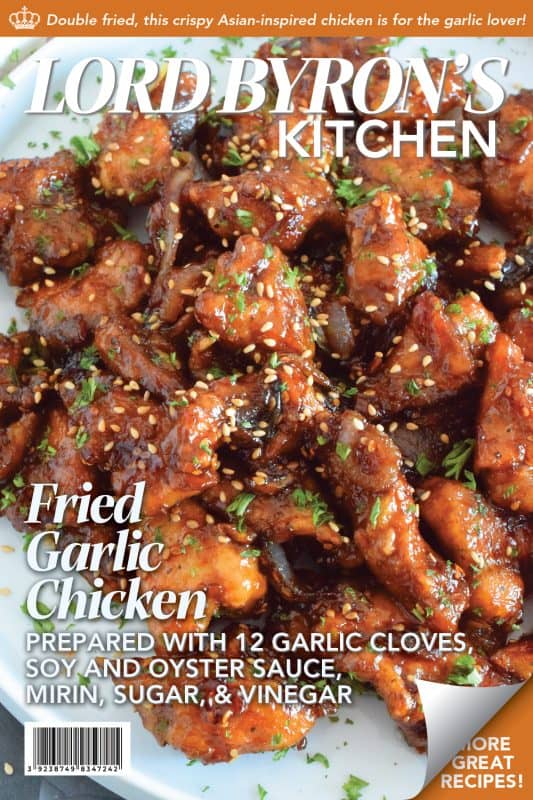 Fried Garlic Chicken is a crispy fried chicken in a thick and savoury garlic sauce; this dish is most certainly for the garlic lover. Prepared with a unique battering technique, and double fried, this chicken is sweet and super garlicky - it's made with twelve cloves of garlic! #garliclovers #garlicky #friedchicken #chicken #thighs