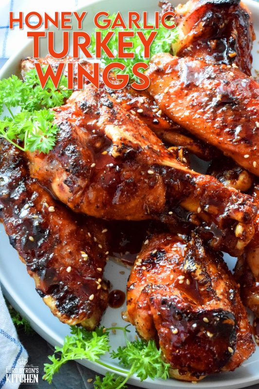 My all-time favourite ingredient combination, which is garlic and honey, are the dominant flavours in these Honey Garlic Turkey Wings. If you ever feel like there's not enough meat on a chicken wing, give turkey wings a try! They are super moist and more filling too!! #honeygarlic #turkey #turkeywings #wings