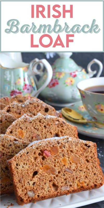 Best served with tea as an afternoon snack, Irish Barmbrack Loaf is prepared with dried fruit that has been soaked in strong, hot tea. Super moist and flavourful, this loaf is inspired by traditional barmbrack bread. #irish #barmbrack #stpattysday #irishrecipes