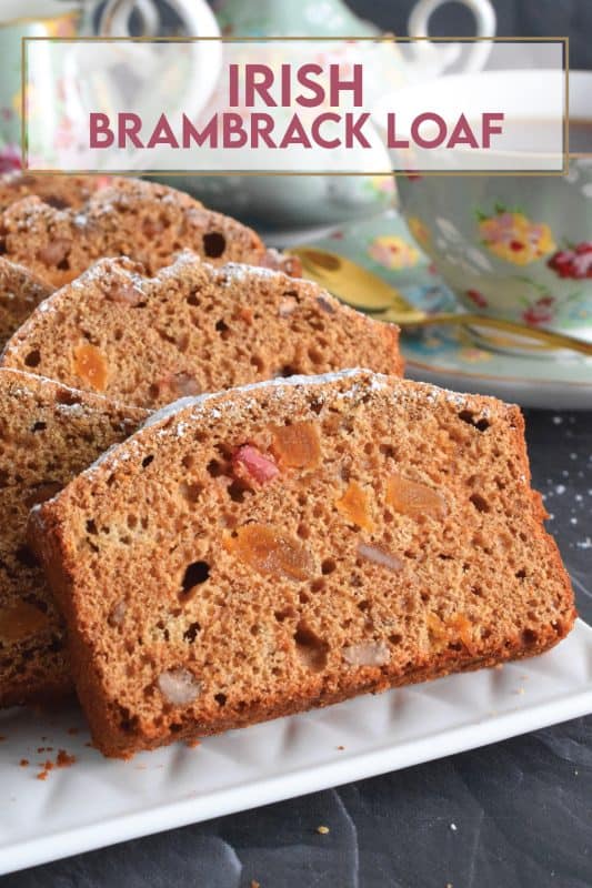 Best served with tea as an afternoon snack, Irish Barmbrack Loaf is prepared with dried fruit that has been soaked in strong, hot tea. Super moist and flavourful, this loaf is inspired by traditional barmbrack bread. #irish #barmbrack #stpattysday #irishrecipes