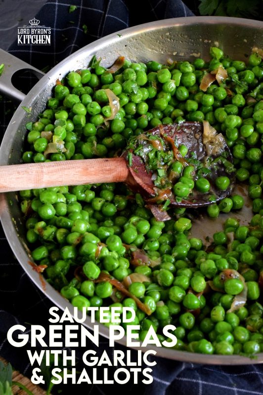 A side dish needn't be complicated and fussy; Sauteed Green Peas is a wonderful side to almost any meal! Just a few basic ingredients, like peas, garlic, and shallots is all you need to transform the humble pea into an extraordinary side! #green #peas #side #dish