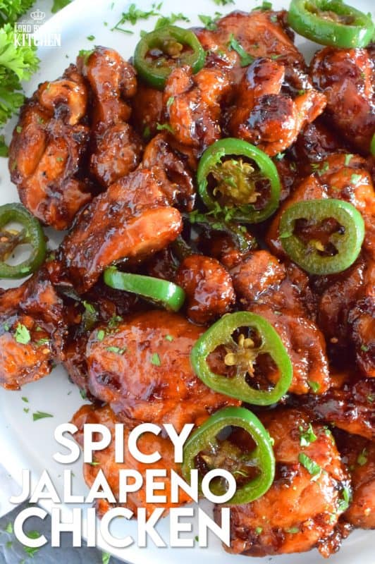 Spicy Jalapeno Chicken is a crispy fried chicken in a thick, sweet, savoury, and spicy sauce; this recipe is most certainly for the spicy food lover. Prepared with a light and crispy coating, this chicken can be as spicy or as mild as you like - it's really up to your personal preference! #friedchicken #jalapeno #jalapenochicken #spicychicken #chicken