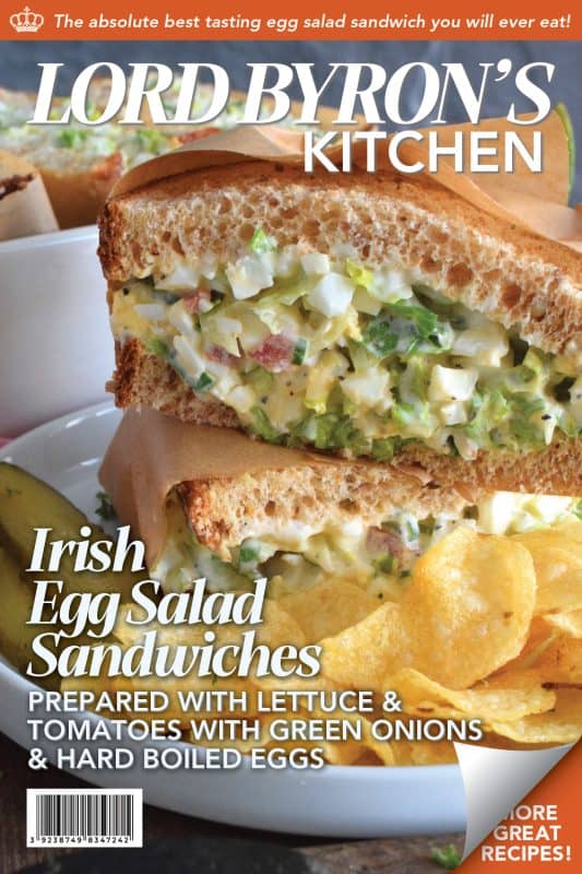 Take this Irish Egg Salad Sandwich to work with you for lunch this St. Patrick's Day! It's the most delicious and interesting egg salad sandwich you'll ever eat! It is super flavourful and filled with freshness too. Get your favourite sandwich bread and overfill it with this egg salad mixture; if it's not messy, you're not doing it right! #eggsalad #sandwich #eggsandwich #irish #stpatricksday #eggsaladsandwich #vegetarian