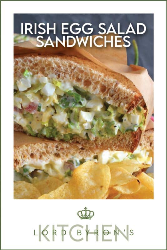 Take this Irish Egg Salad Sandwich to work with you for lunch this St. Patrick's Day! It's the most delicious and interesting egg salad sandwich you'll ever eat! It is super flavourful and filled with freshness too. Get your favourite sandwich bread and overfill it with this egg salad mixture; if it's not messy, you're not doing it right! #eggsalad #sandwich #eggsandwich #irish #stpatricksday #eggsaladsandwich #vegetarian