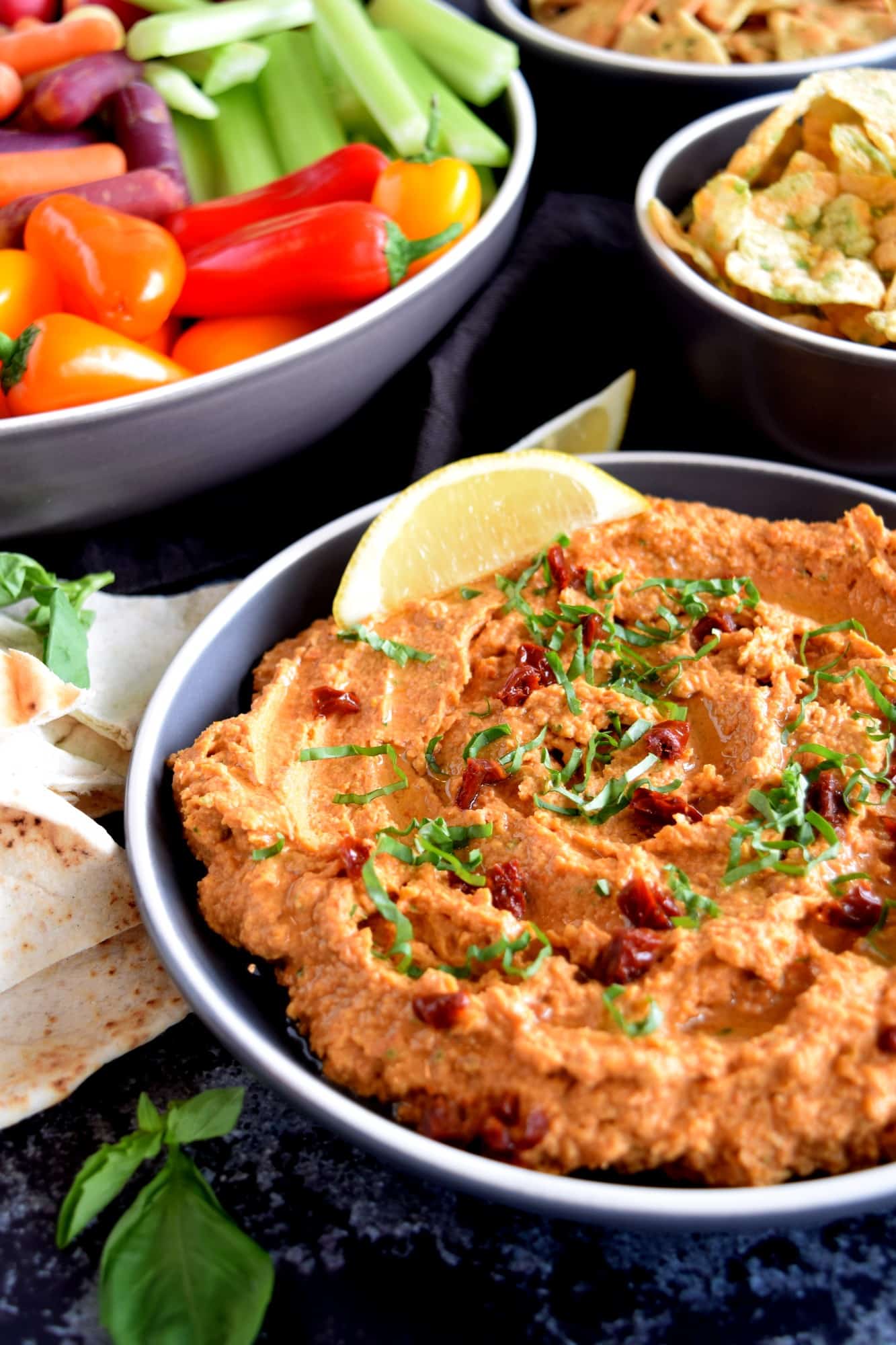 Sun Dried Tomato and Fresh Basil Hummus Lord Byron's Kitchen