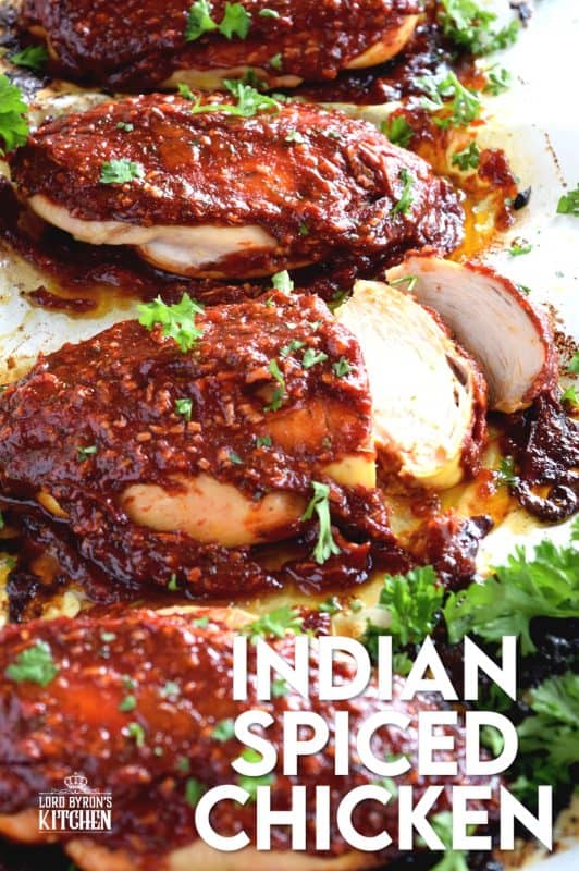 Slightly sweet with a little heat, this easy Indian Spiced Chicken is sure to please the pickiest member of your family.  With just a few basic ingredients, you can transform a plain chicken breast into a moist, succulent masterpiece in no time at all! #chicken #weeknight #whatsfordinner #indian #spiced