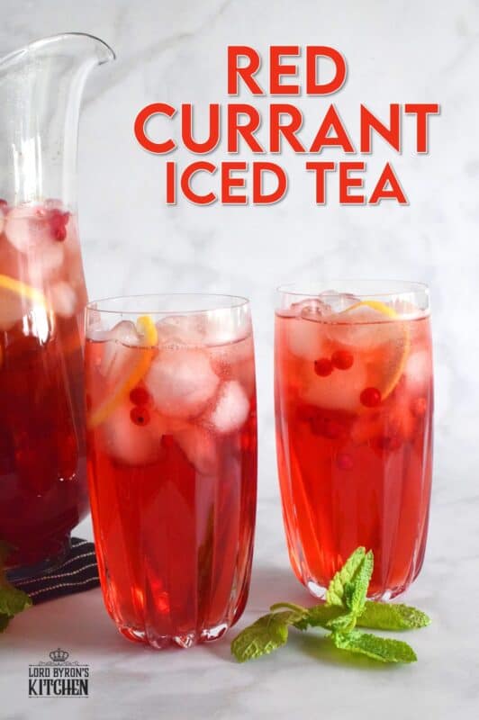 Patience needs to be practiced when making iced tea at home. Red Currant Iced Tea is prepared with just a few simple and inexpensive ingredients. Make a large pitcher of it and keep it super cold in your fridge, especially in early summer when red currant bushes are loaded down with the little, red, tart jewels! #icedtea #tea #redcurrants #currants #colddrinks #summerdrinks