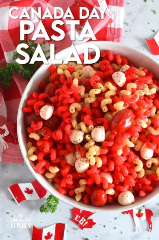 Make your Canada Day celebrations a little more festive with this easy to prepare Canada Day Pasta! It's easy to toss together and takes very little time. If you have kids, get them involved - they will love making red pasta! #canadaday #canada #redandwhite #canadadayfood #canadasbirthday