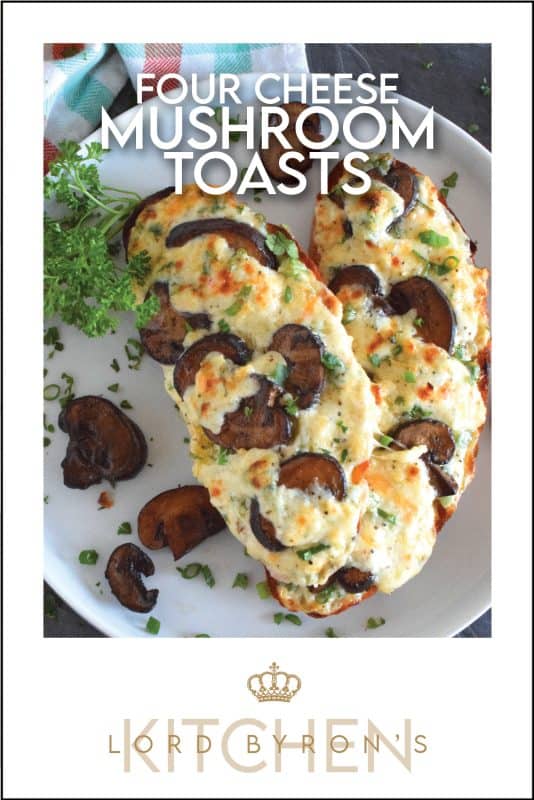 Sometimes you want something quick, easy, and filling. And, sometimes, you want something that is all of those things, as well as cheesy, messy, and loaded with carbs. Four Cheese Mushroom Toasts is just what you need! It’s one of those great weeknight dinners that just makes you feel all warm and cozy! #toast #mushroom #cheeses #cheesy