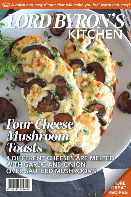 Sometimes you want something quick, easy, and filling. And, sometimes, you want something that is all of those things, as well as cheesy, messy, and loaded with carbs. Four Cheese Mushroom Toasts is just what you need! It’s one of those great weeknight dinners that just makes you feel all warm and cozy! #toast #mushroom #cheeses #cheesy