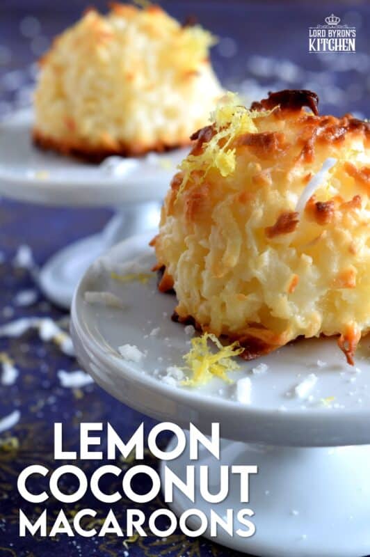 The popular Coconut Macaroon just got a whole lot better - with lemon!  Fresh lemon juice and zest gives this classic dessert a brand new taste and vibe; a perfect afternoon pick-me-up! This easy to make recipe comes together in less than 30 minutes so make them often! #macaroons #coconut #condensedmilk #lemon #zest