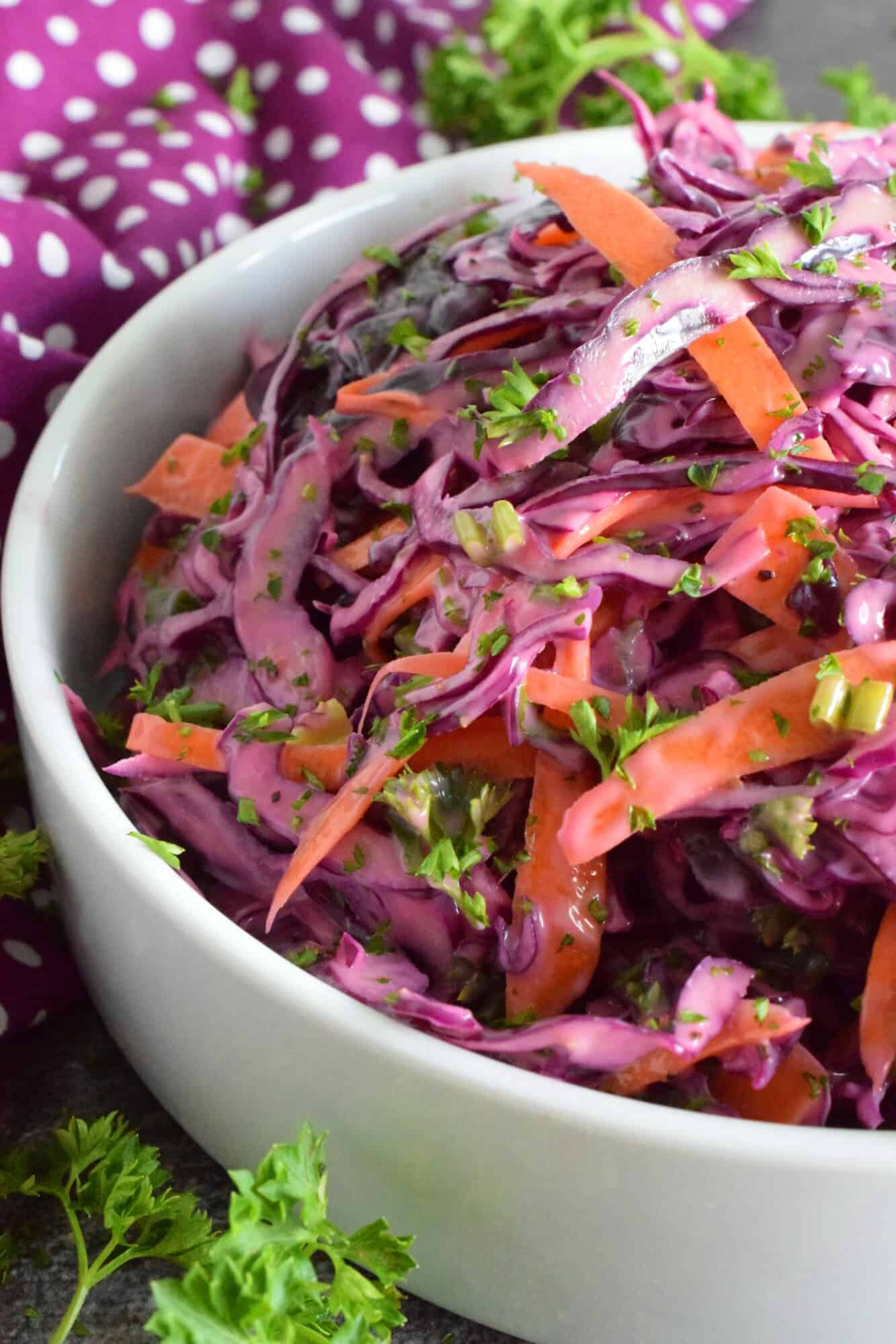 dressing for red cabbage and carrot salad Easy Asian slaw with red cabbage and carrot