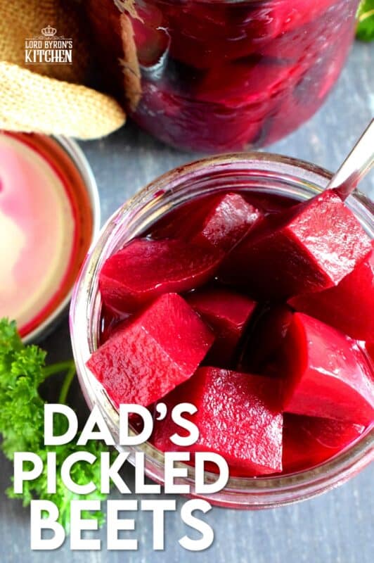Preserving a fall harvest is an experience like no other, and every home chef should try canning at least once. Dad's Canned Pickled Beets is the perfect place to start, because their very easy to can. No fancy equipment needed for this one! They're sweet, vinegary, and fork-tender; these beets will keep you smiling all winter long! #canning #pickled #pickling #beets #pickledbeets