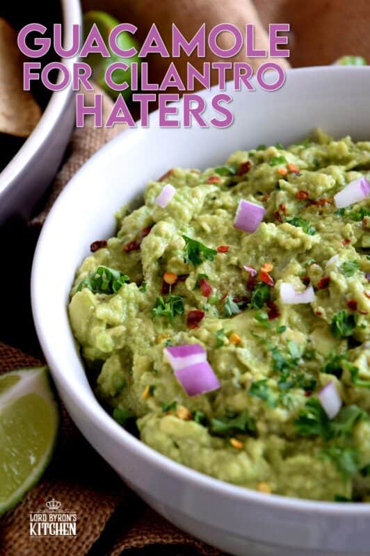 This guacamole recipe is for the picky eater; we all have at least one in our lives!  Guacamole for Cilantro Haters has three things that make it different than any other guacamole recipe.  Even though this version has dried cilantro instead of fresh, cilantro haters, this one is for you! #guacamole #cilantro #without #nocilantro #dip 