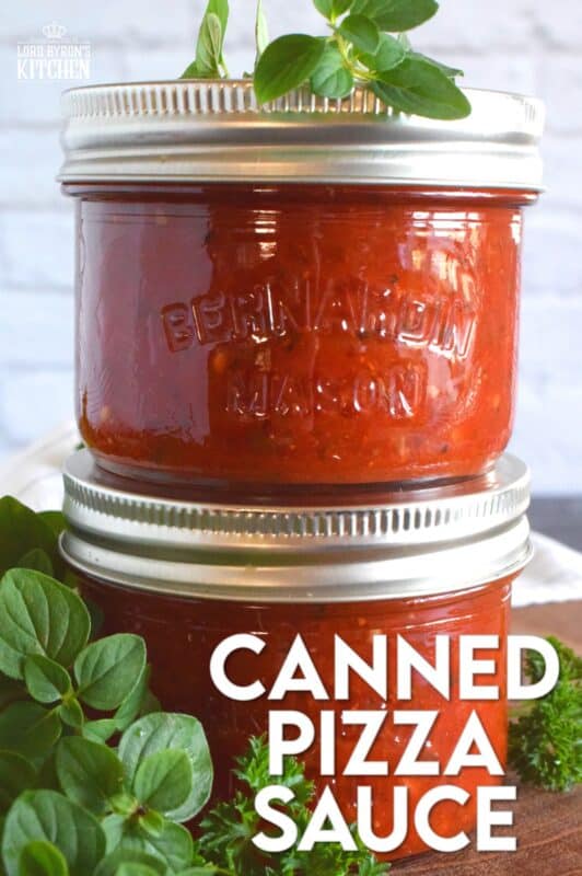 A really good pizza comes down to two things - the dough and the sauce. The topping are secondary to those! Canned Pizza Sauce is the answer to preparing a pizzeria style pizza at home. Make a batch, store it in your pantry, and make delicious pizzas at home for a fraction of the cost! #pizza #pizzasauce #canning #preserving #pantry #tomatoes