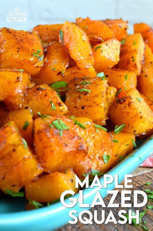 Maple syrup and roasted root vegetables go together like bread and butter.  If you need proof, try this Maple Glazed Squash.  Using a total of four ingredients, squash is transformed into a fall side dish worth its weight in gold!  Whatever you do, don't skip out on adding the cinnamon! #roasted #butternut #squash #maple #syrup #glazed