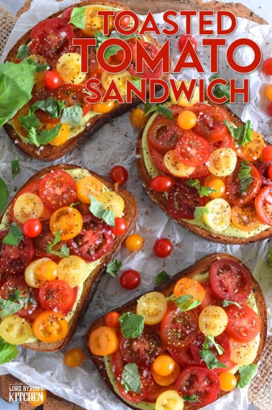 There is nothing in the world as delicious as a Toasted Tomato Sandwich prepared with locally grown, in-season, fresh tomatoes. It's a classic, and one that many of us can remember from the summers of our childhood. This version is simple and easy, but with a few surprise ingredients to increase the yum factor. #toasted #tomato #sandwich #tomatoes #summerfresh #local #sandwiches #classic