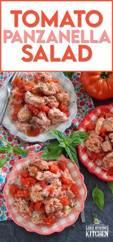 Traditionally prepared with an oil and vinegar dressing, my Tomato Panzanella Salad is prepared with the ripest and freshest tomatoes you can get your hands on, lots of toasted, hand-torn bread, seasonings, and mayonnaise. This salad is so simple, yet so delicious! #summerfresh #tomatoes #panzanella #salad #mayo