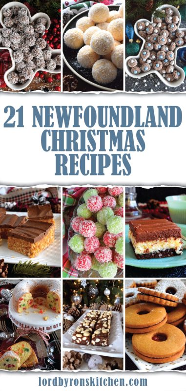 Most Newfoundlanders are quite fond of Christmas and seasonal baking.  This collection of 21 Newfoundland Christmas Recipes is a great place to find inspiration for your holiday baking this season!  Here you will find traditional cookies, squares, cakes, balls, and even a copycat recipe or two as well! #traditional #newfoundland #newfie #christmas #recipes
