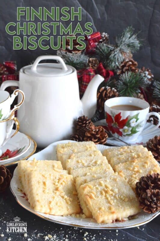 The saying goes that simple is best, and in the case of these Finnish Christmas Biscuits, no saying could ring more true! These light and airy biscuits are buttery and lightly sweetened. The chopped almonds on top add flavour, colour, and texture, which makes these biscuits irresistible, so maybe make a double batch! #cookies #biscuits #christmas #finnish #finland