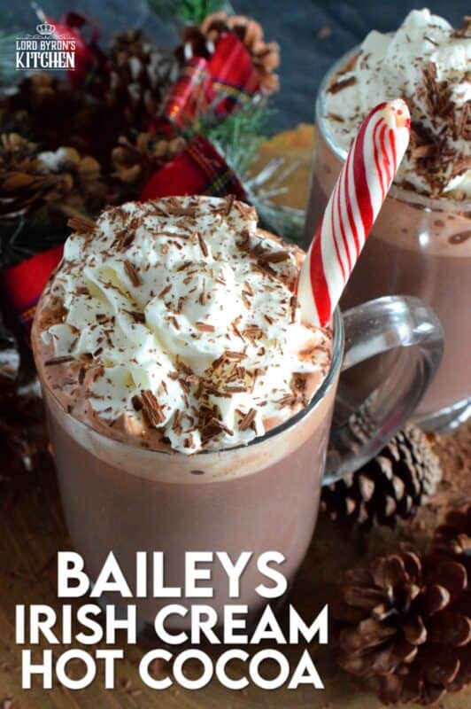 In my opinion, this hot cocoa falls under the cocktail category! With a hot cocoa base, Irish Cream is added along with whipped cream, chocolate shavings, and a candy cane stick – who wouldn't want this on a cold, wintery night? #baileys #irishcream #hotcocoa