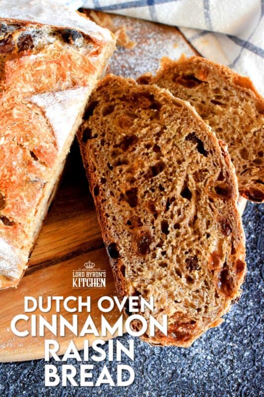 There's something really soothing and satisfying about freshly baked bread. Even more so when you bake that bread yourself! Dutch Oven Cinnamon Raisin Bread is the tastiest - and easiest! - bread you'll ever make. It's a good thing too, because you'll want to make this bread again and again! #dutchoven #cinnamon #raisin #cinnamonraisin #bread #homemadebread #dutchovenbread
