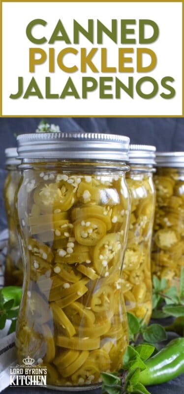 Pair these Canned Pickled Jalapenos with sandwiches, pizza, nachos, burgers, and even scrambled eggs!  All you need to prepare these are jalapenos, white vinegar, salt, and water!  Easily double or even triple the recipe and stock your canning pantry with these delicious hot and spicy morsels! #pickled #jalapenos