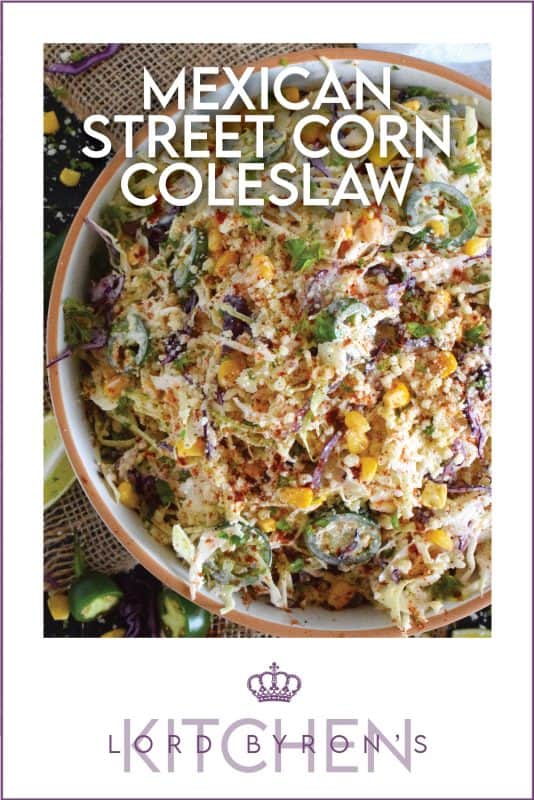 Crisp red and green cabbage, sweet corn, spicy jalapenos, fresh green onions, and salty cotija cheese all meet in the middle to create this most delicious Mexican Street Corn Coleslaw. With its creamy, zingy, and tart dressing, this coleslaw will most definitely please the toughest critic! #mexican #streetcorn #coleslaw #salad