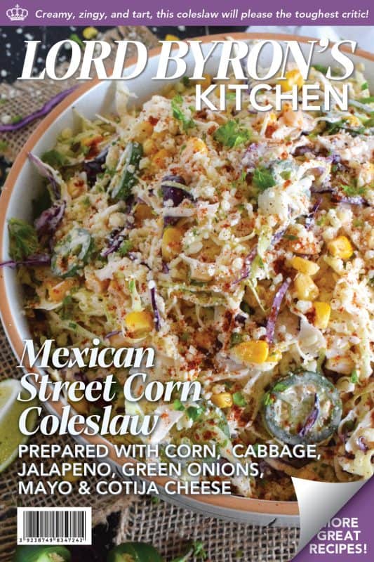 Crisp red and green cabbage, sweet corn, spicy jalapenos, fresh green onions, and salty cotija cheese all meet in the middle to create this most delicious Mexican Street Corn Coleslaw. With its creamy, zingy, and tart dressing, this coleslaw will most definitely please the toughest critic! #mexican #streetcorn #coleslaw #salad