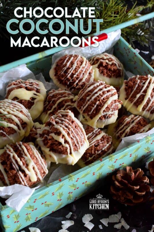 These no-bake Chocolate Coconut Macaroons are an easy, decadent, chocolaty treat.  Keep them classic or try adding nuts, dried fruit, or even candy!  So easy to prepare and freezer-friendly too, these make a great hostess gift as well! #nobake #chocolate #coconut #coconutmacaroons #macaroons