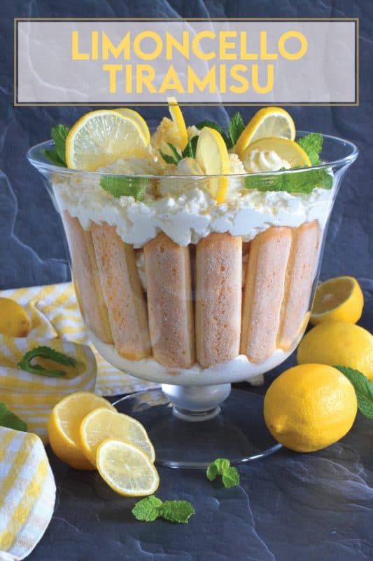 Refreshingly tart with a silky smooth and sweet mascarpone filling, Limoncello Tiramisu has to be one of the most delicious summertime desserts. With layers of light and airy ladyfingers, and a thick, slightly sweet filling, balanced with the puckering taste of fresh lemons, this dessert is completely irresistible! #limoncello #lemon #tiramisu