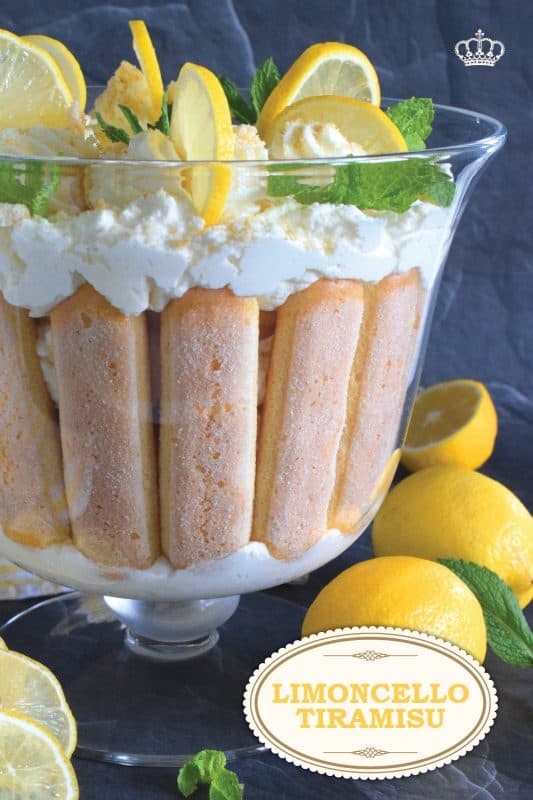 Refreshingly tart with a silky smooth and sweet mascarpone filling, Limoncello Tiramisu has to be one of the most delicious summertime desserts. With layers of light and airy ladyfingers, and a thick, slightly sweet filling, balanced with the puckering taste of fresh lemons, this dessert is completely irresistible! #limoncello #lemon #tiramisu