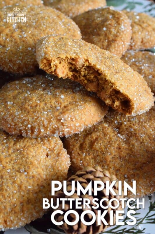 Prepared with real pumpkin puree and lots of pumpkin spice flavour, these delectably moist and sweet Pumpkin Butterscotch Cookies are everything a really good cookie should be - soothing, comforting, and flavourful!  Plus, everyone loves a cookie made with molasses!  #pumpkinspice #molasses #butterscotch #cookies
