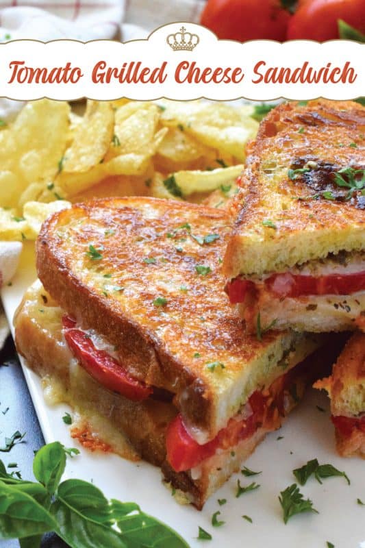 One of the most comforting and nostalgic childhood favourites is a grilled cheese sandwich paired with tomato soup. Nobody wants to eat soup in the summer, so my Tomato Grilled Cheese Sandwich is perfect! Summer fresh tomatoes and basil pesto are tucked into the sandwich to make the ultimate flavour combination!