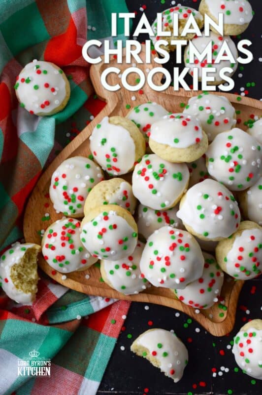 Italian Christmas Cookies just might be one of the most sought-after holiday cookies ever - right after shortbread!  These soft, moist, and sweet cookies are prepared with salted butter and ricotta cheese.  You just know that if those two ingredients are in anything, it's going to be delicious! Topped with icing and sprinkles, these just scream Christmas! #italian #cookies #ricotta