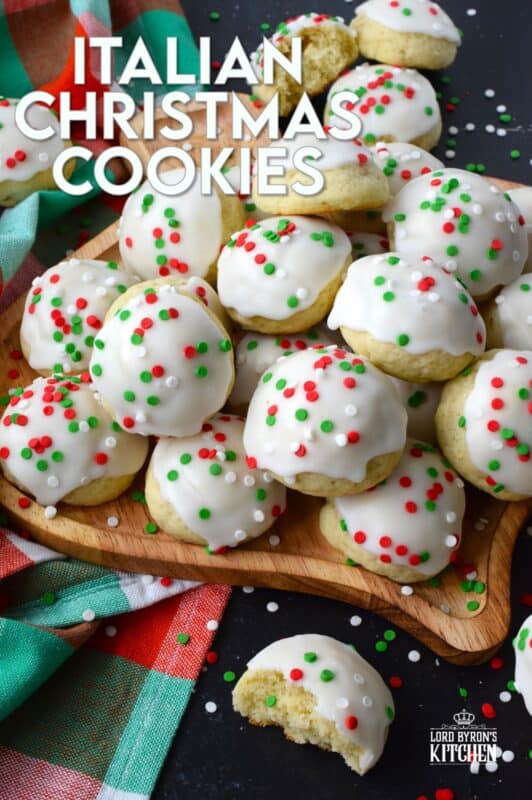 Italian Christmas Cookies just might be one of the most sought-after holiday cookies ever - right after shortbread!  These soft, moist, and sweet cookies are prepared with salted butter and ricotta cheese.  You just know that if those two ingredients are in anything, it's going to be delicious! Topped with icing and sprinkles, these just scream Christmas! #italian #cookies #ricotta