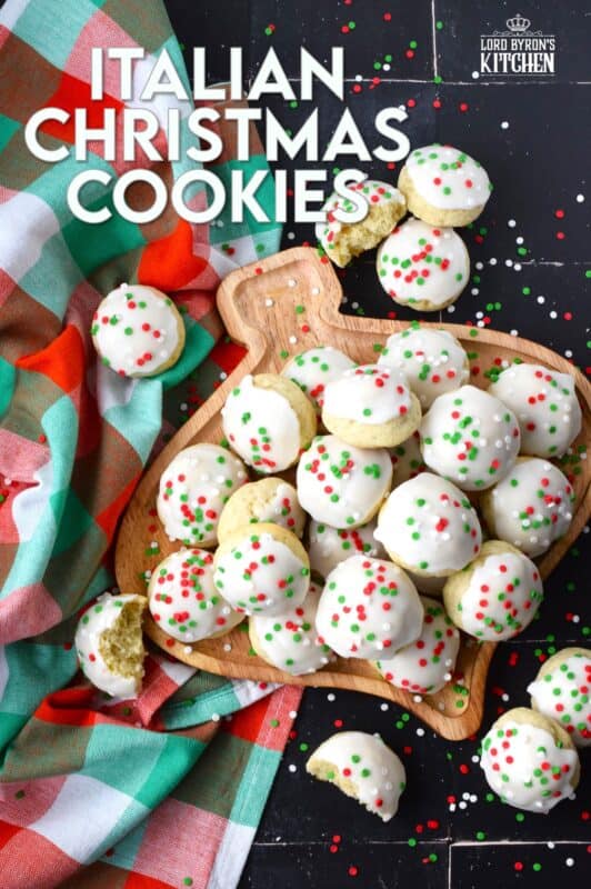 Italian Christmas Cookies just might be one of the most sought-after holiday cookies ever - right after shortbread!  These soft, moist, and sweet cookies are prepared with salted butter and ricotta cheese.  You just know that if those two ingredients are in anything, it's going to be delicious! Topped with icing and sprinkles, these just scream Christmas! #italian #cookies #ricotta