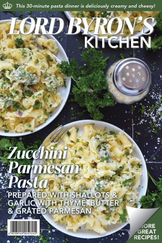 Perfectly cooked pasta is tossed with shredded zucchini that has been sauteed in butter with garlic, shallots, and chilies.  Topped with loads of fresh parmesan and your choice of herbs, Zucchini Parmesan Pasta is a quick and easy meal perfect for a family dinner or a meal for one while sitting on the couch with a movie! #zucchini #parmesan #pasta #vegetarian