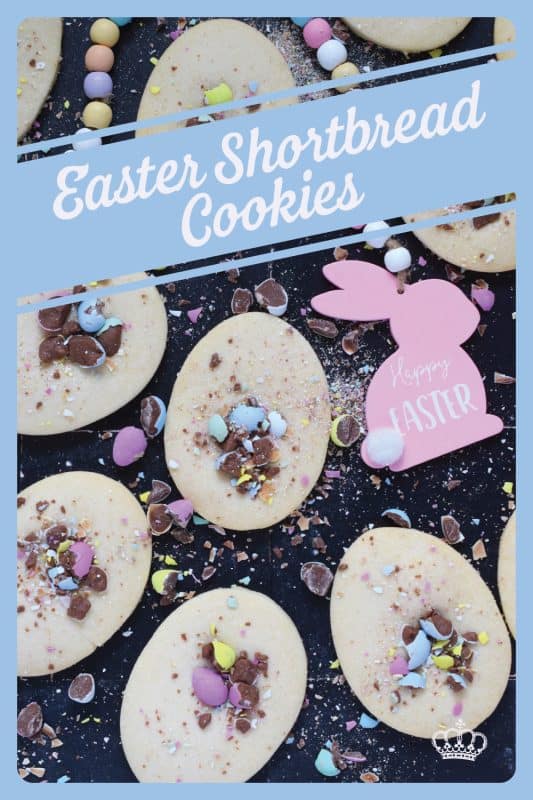 Easter Shortbread Cookies are prepared with a light and airy shortbread cookie base consisting of only three ingredients! The fourth and final ingredient is everyone's favourite Easter treat, crushed Cadbury Mini Eggs! These are so simple, so fast, and so easy to make! #minieggs #cadbury #easter #shortbread #cookies