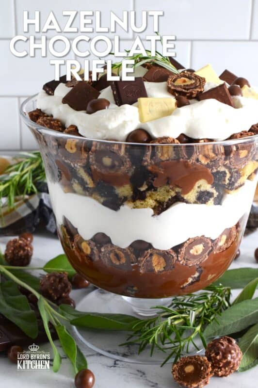 The combination of really good chocolate and hazelnuts can't be beaten, which is why pairing the two together in this Hazelnut Chocolate Trifle makes perfect sense! Layering chocolate marble cake, hazelnut chocolate spread, hazelnut chocolates, and chocolate pudding, with whipped cream just felt right! #hazelnut #trifle #nutella #ferrero