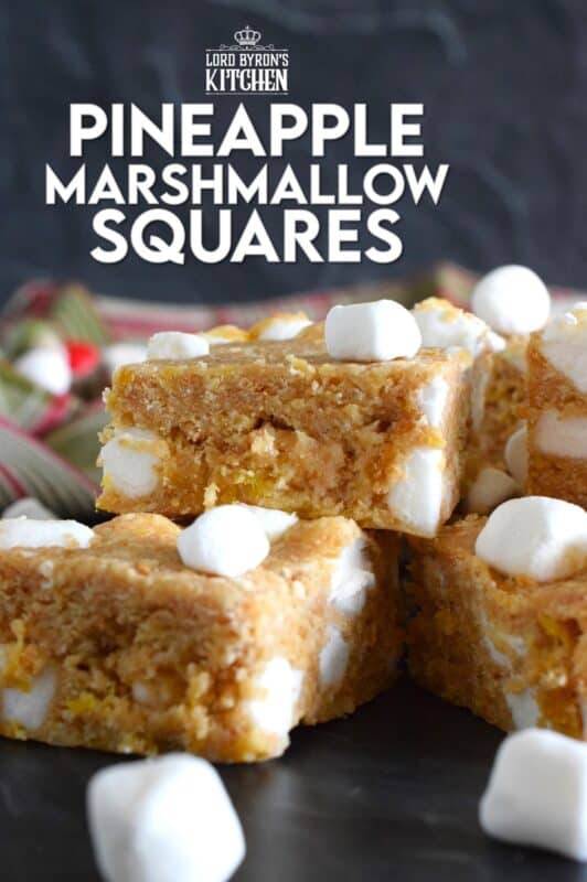 This no-bake recipe requires only four ingredients and about ten minutes of your time. Pineapple Marshmallow Squares are soft, moist, and chewy. They are great for freezing and can be prepared weeks or even months in advance! Optionally, add a splash of rum for a Christmas in the tropics flair! #pineapple #arrowroot #squares #bars #nobake