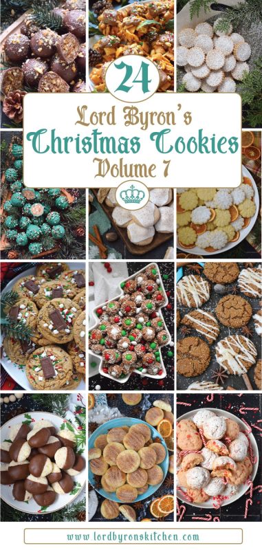 A short while ago, I shared the last recipe in volume seven, so today, as in previous years, I’m publishing the complete countdown in this one post which makes it easy for you to find all of the recipes from this volume on one page! Just in case you missed any, let’s revisit all of the recipes included in Lord Byron’s 24 Cookies of Christmas – Volume 7! #roundup #cookies #advent #christmas #baking