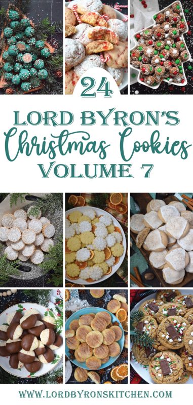 A short while ago, I shared the last recipe in volume seven, so today, as in previous years, I’m publishing the complete countdown in this one post which makes it easy for you to find all of the recipes from this volume on one page! Just in case you missed any, let’s revisit all of the recipes included in Lord Byron’s 24 Cookies of Christmas – Volume 7! #roundup #cookies #advent #christmas #baking