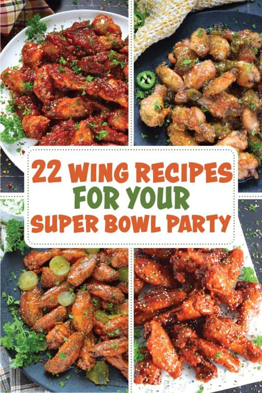 Whether you are the most die-hard football fan or you're just in it for the food and the halftime show, these 22 Wing Recipes will elevate your super bowl party and make it memorable for everyone! This collection of chicken wing recipes will have a flavour or two for every wing lover, so save this list and use it for other events too! #wings #chicken #saucy #superbowl #party #appetizers