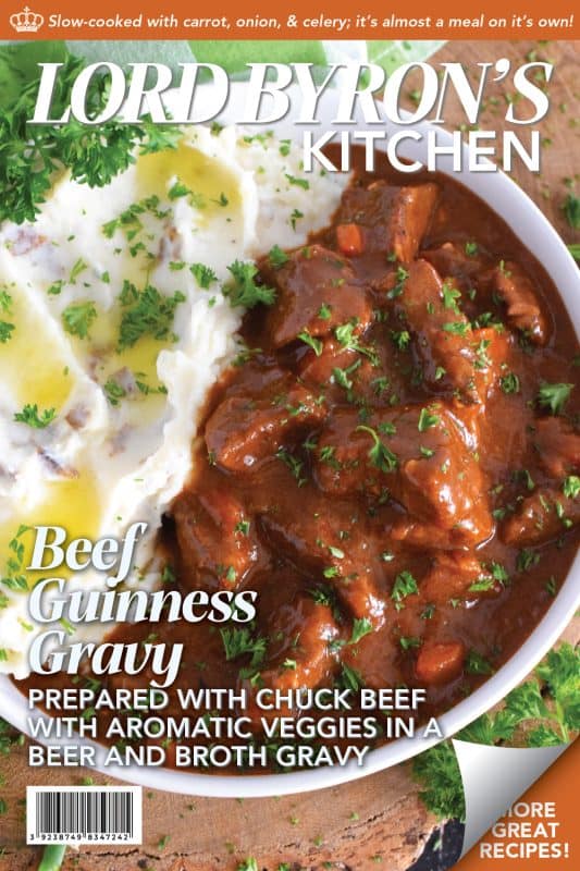 Loaded with chuck beef roast and slow-cooked with carrots, onion, and celery, this Beef Guinness Gravy is almost a complete meal on its own! Looking for a delicious, hearty meal that's easy to prepare? Serve this savoury, beer-infused gravy with your favourite mashed buttery potatoes! #guinness #gravy #beef #beer