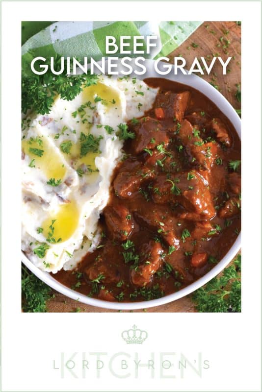 Loaded with chuck beef roast and slow-cooked with carrots, onion, and celery, this Beef Guinness Gravy is almost a complete meal on its own! Looking for a delicious, hearty meal that's easy to prepare? Serve this savoury, beer-infused gravy with your favourite mashed buttery potatoes! #guinness #gravy #beef #beer
