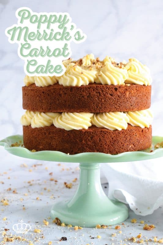 My favourite cake is a carrot cake with cream cheese frosting - more specifically, it's this particular carrot cake recipe. Known to my daughter as Poppy Merrick, this is the recipe he used as a cook for over 30 years on the Canadian Coast Guard. This cake is super moist and flavourful! #carrotcake #cake #carrot #frosting #creamcheese