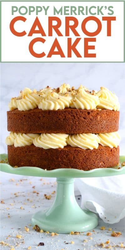 My favourite cake is a carrot cake with cream cheese frosting - more specifically, it's this particular carrot cake recipe. Known to my daughter as Poppy Merrick, this is the recipe he used as a cook for over 30 years on the Canadian Coast Guard. This cake is super moist and flavourful! #carrotcake #cake #carrot #frosting #creamcheese