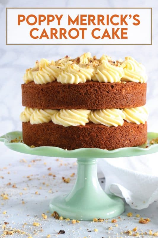 My favourite cake is a carrot cake with cream cheese frosting - more specifically, it's this particular carrot cake recipe. Known to my daughter as Poppy Merrick, this is the recipe he used as a cook for over 30 years on the Canadian Coast Guard. This cake is super moist and flavourful! #carrotcake #cake #carrot #frosting #creamcheese
